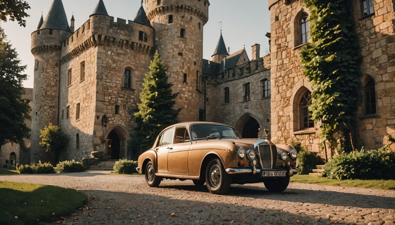 Vintage Car at Castle: Automotive Photography