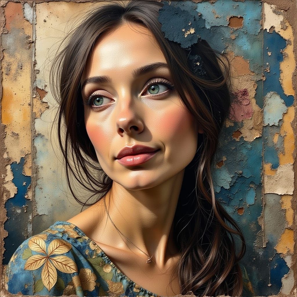 Portrait of a Mystical Warrior in Vibrant Mixed Media