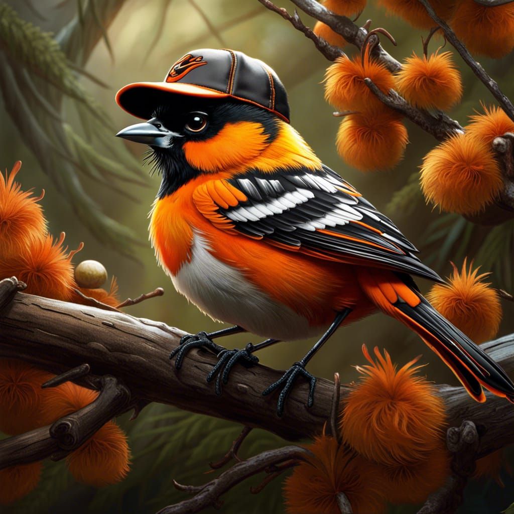 Hyperrealistic Chibi Oriole in Gothic Japanese Style