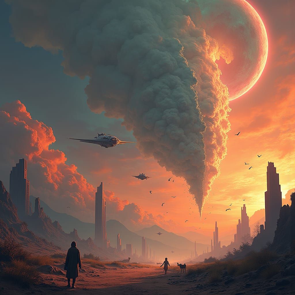 Catastrophic Landscape with Alien Invasion