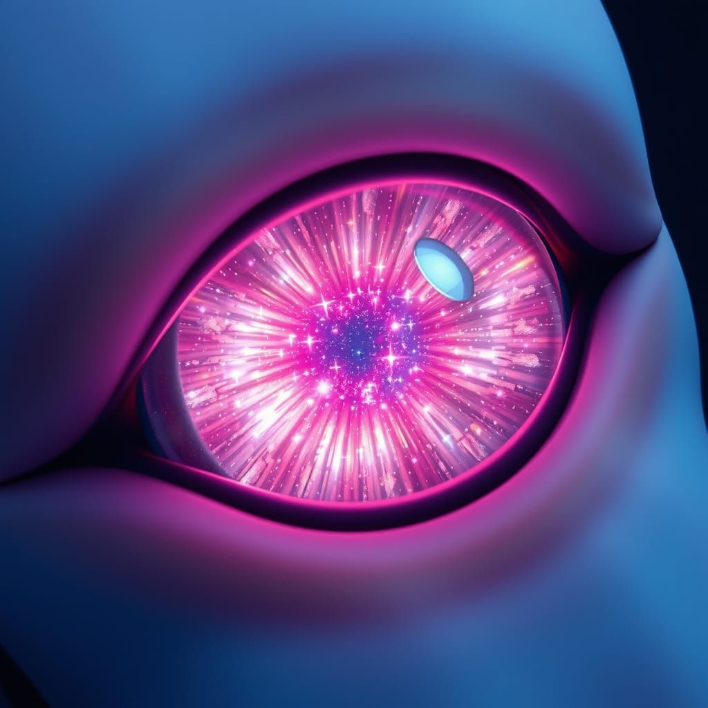 Giant Squid Eye with Starfield, Surreal Pastel Colors