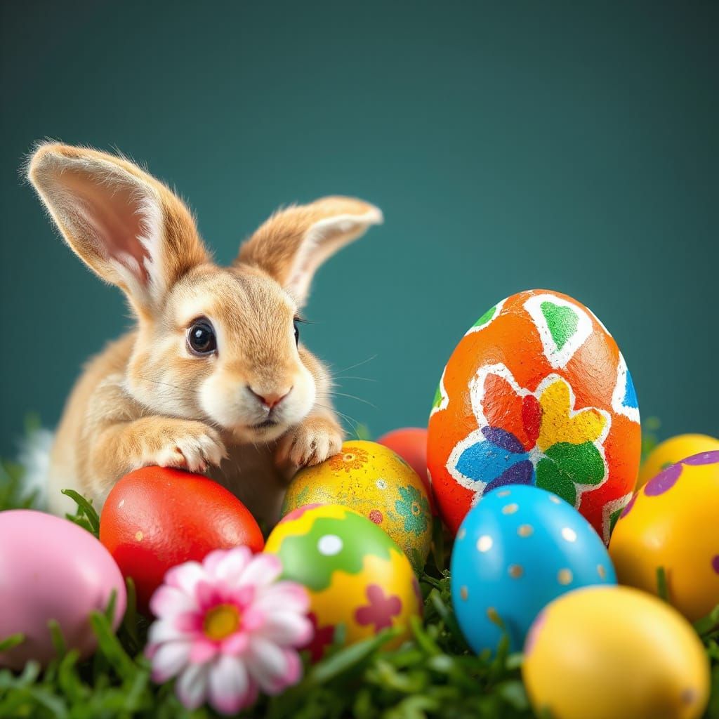 Easter Bunny Paints Rainbow Eggs in Vibrant Colors