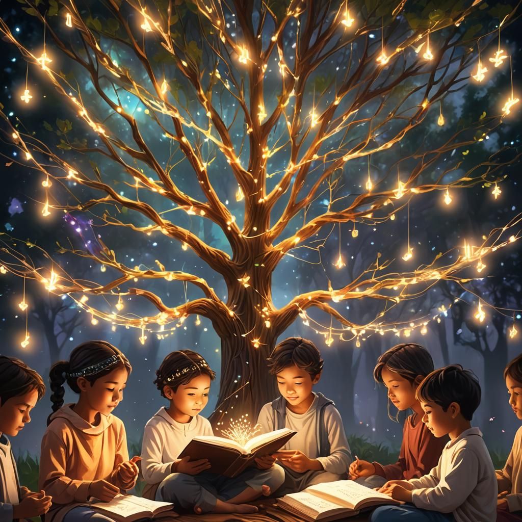 Glowing Prayer Tree Digital Art for Kids