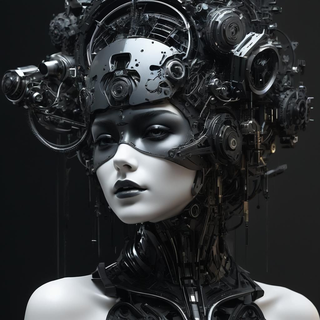 Hyperdetailed Fractal Automaton in Charcoal Style