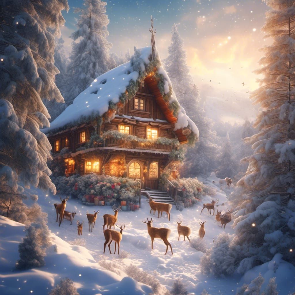 Magical Christmas Garden with Sparkling Hut