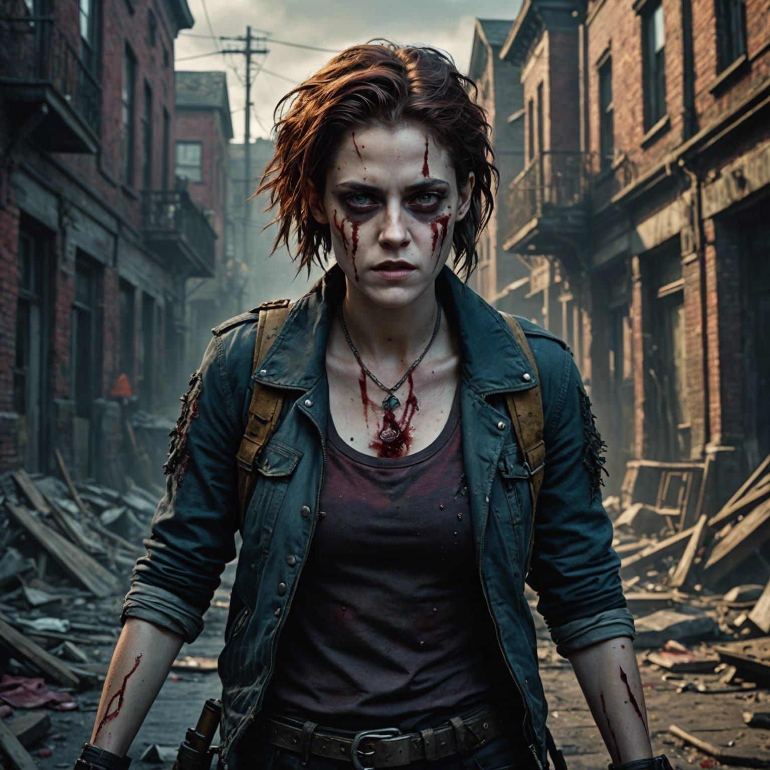 Kristen Stewart as Zombie: Detailed Matte Painting