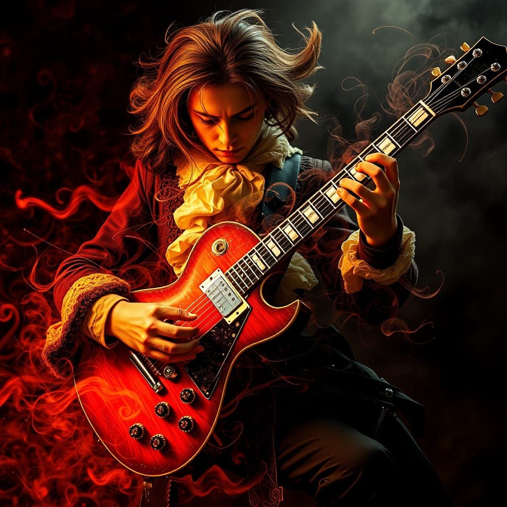 Baroque Electric Guitar in Dramatic Light