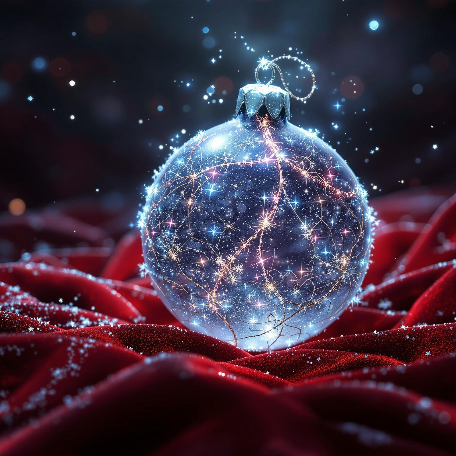 Frosted Christmas Ornament in Deep Fantasy Style