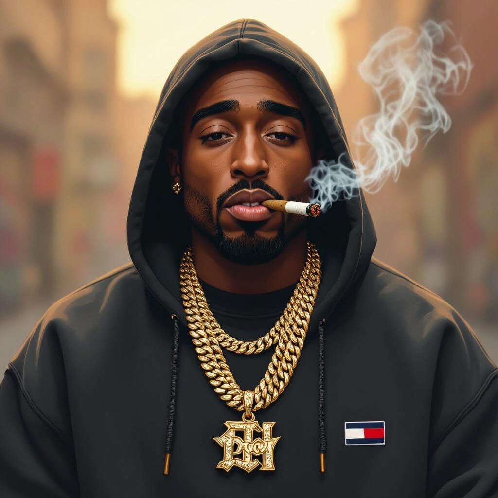 Tupac Shakur in Golden Light, Gritty Realism