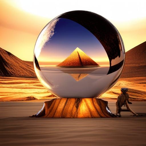 Reflective Sphere Between Sphinx, Fiery Eyes of Zeus