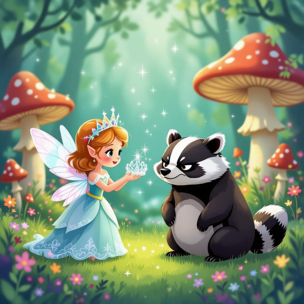 Fairy Queen Gifts Badger Tiara in Enchanted Forest