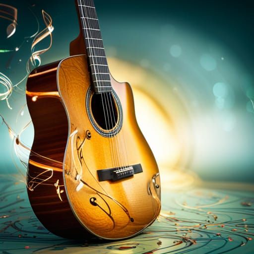 Guitar in Universe of Dancing Notes: Photography