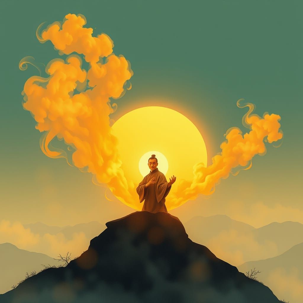 Tai Chi Master in Golden Light