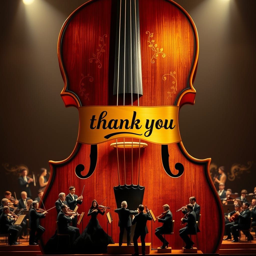 Majestic Mahogany Violin Dominates Elegant Orchestra in Drea...