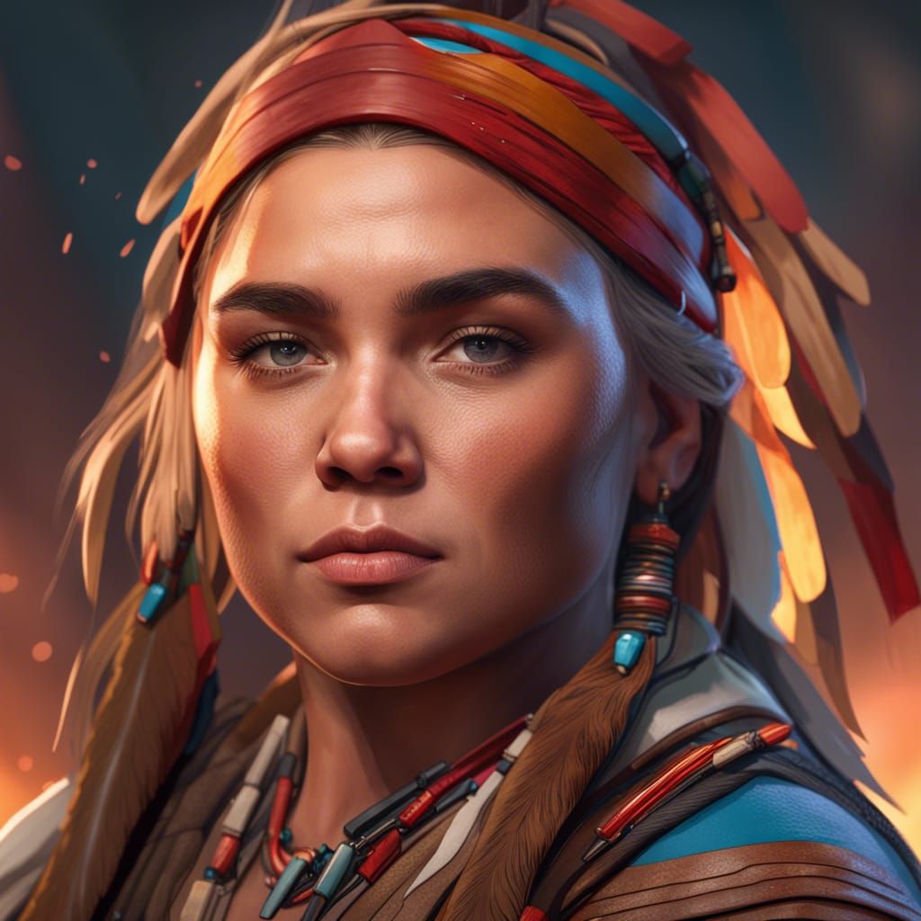 Indigenous Woman Portrait in Art Nouveau Style