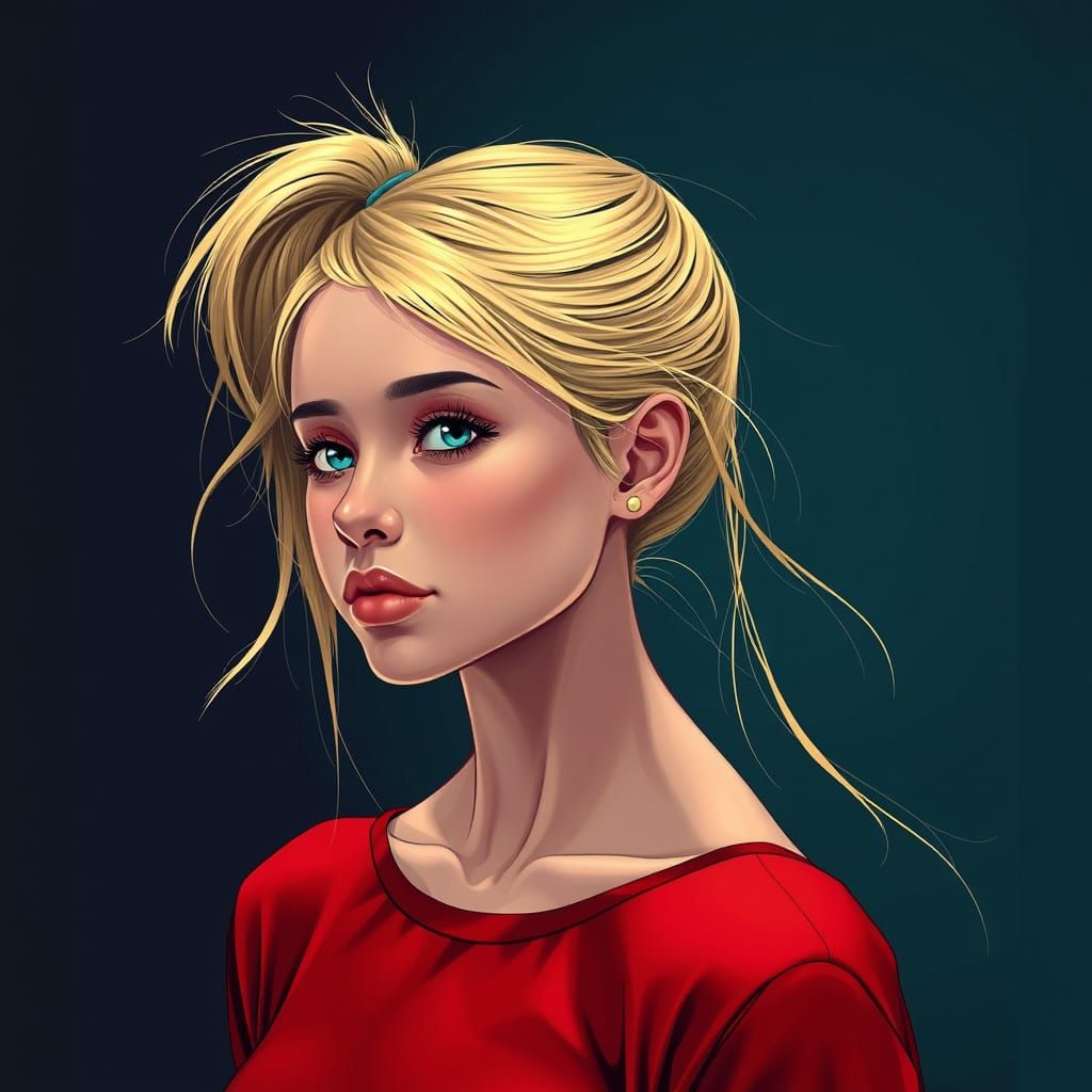 Glamorous Young Woman in Kimuji Style