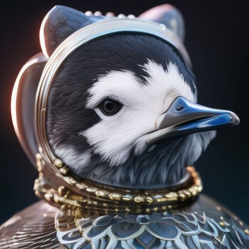 Ornate Duck in Flight: Digital Art