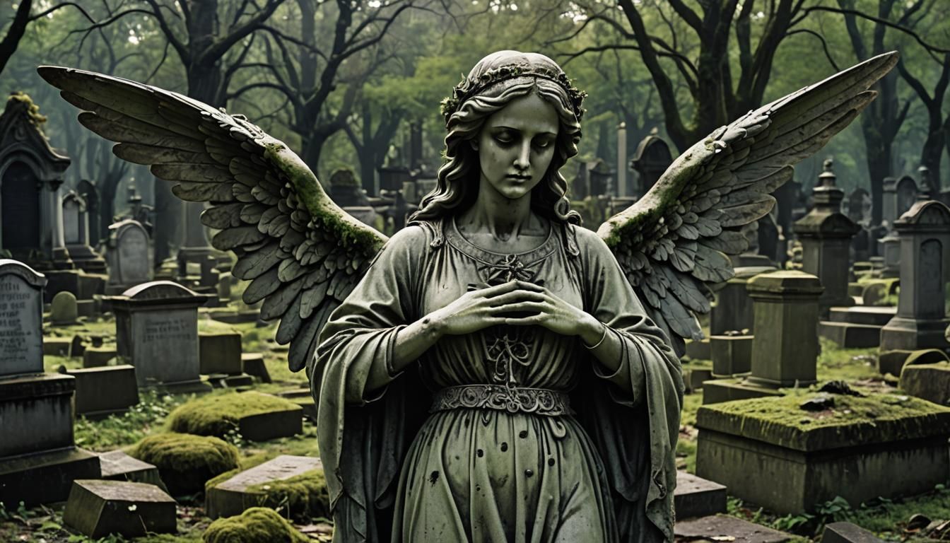 Gothic Cemetery Angel in Twilight