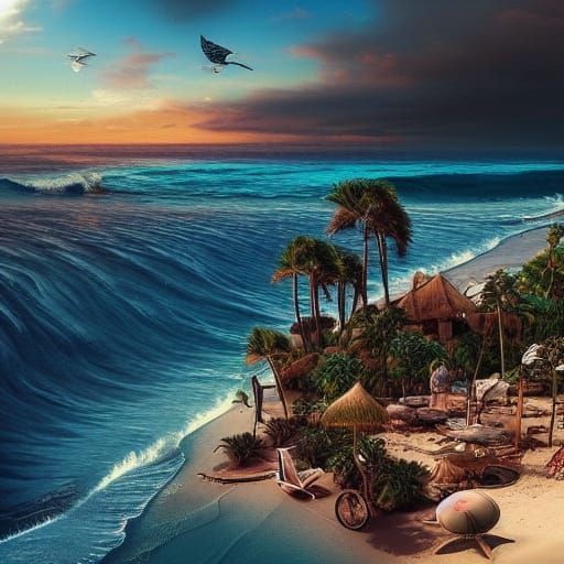 Dramatic Beach Boy Digital Matte Painting