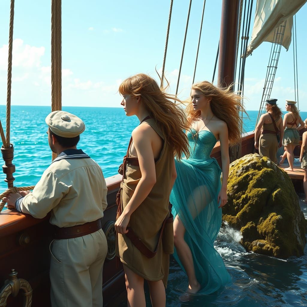 Water Nymphs Beckon Sailors to the Sea