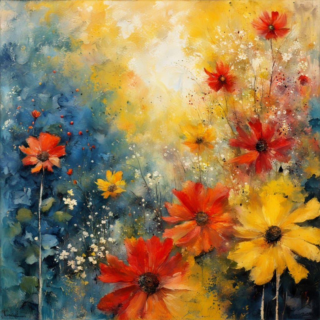 Expressionist Painting of Sunshine and Joy in Summer Colors