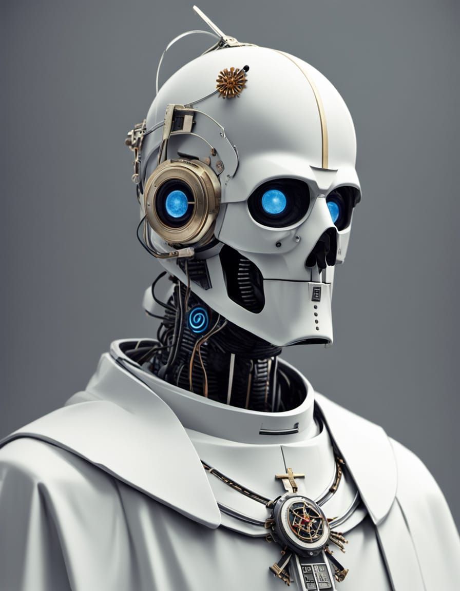 Cybernetic Pope in Futuristic Armor