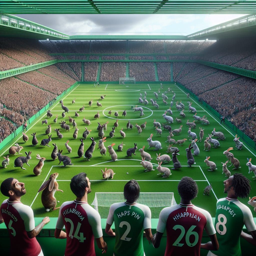 Rabbits Invade Football Pitch in 3D Render