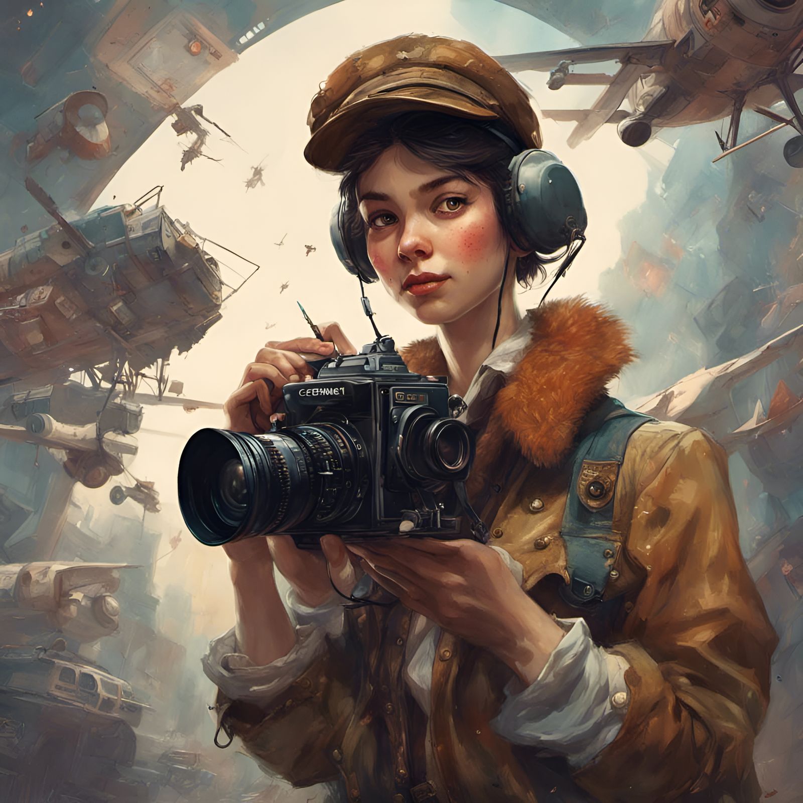 Gorgeous Woman Photographer in Digital Illustration