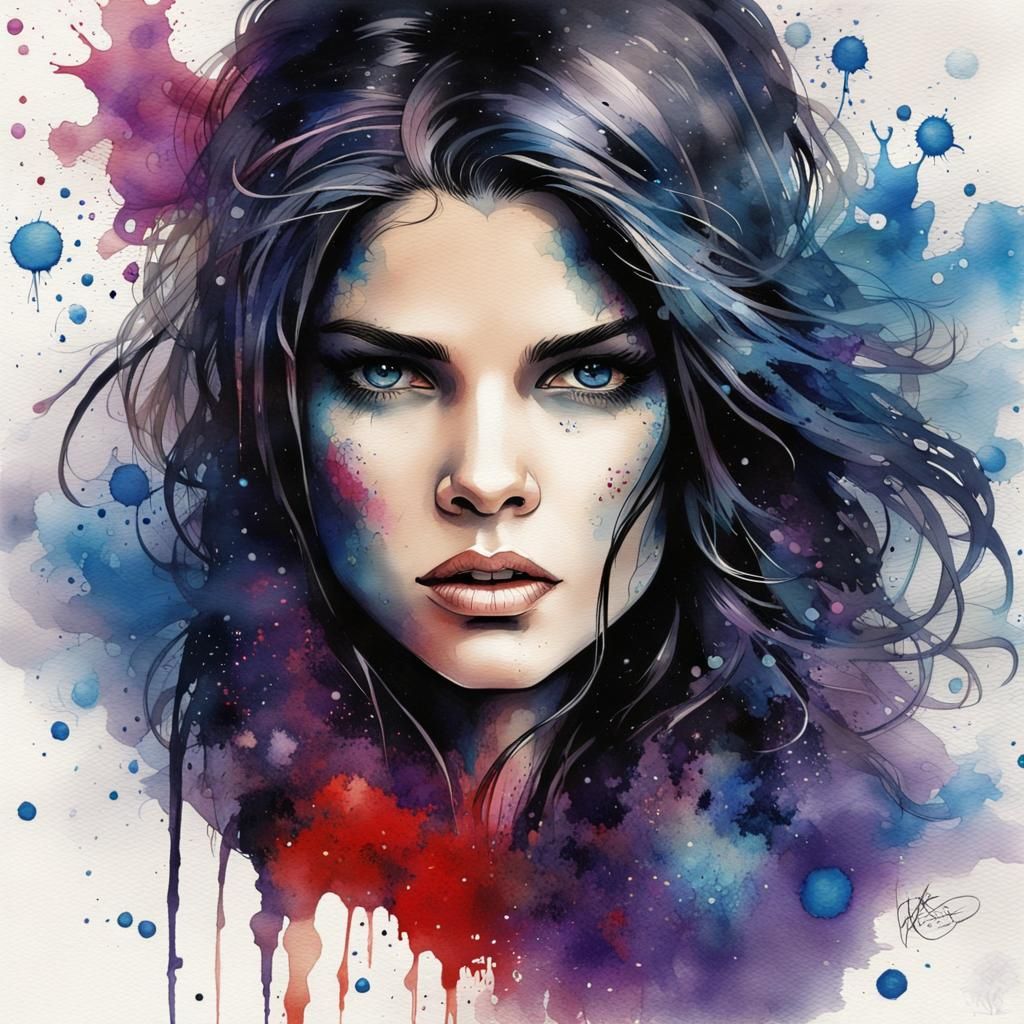 Marie Avgeropoulos Galaxy Goddess in Watercolor
