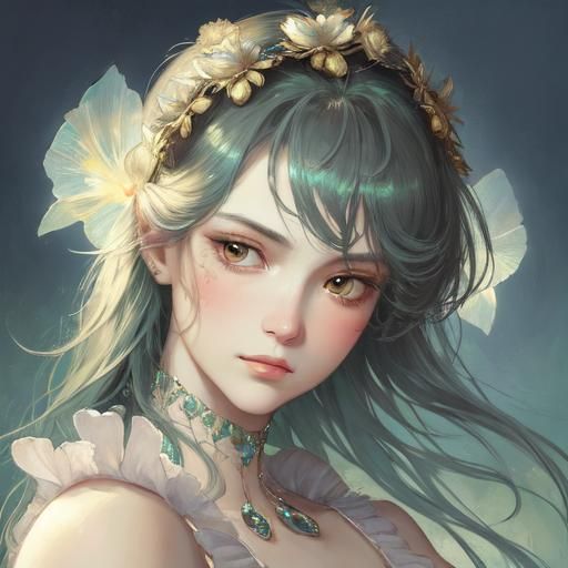 Bioluminescent Peacock Princess in Dreamlike Digital Art