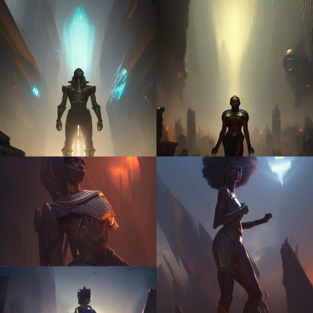 Futuristic Egyptian Gods: A Dark Fantasy Masterpiece