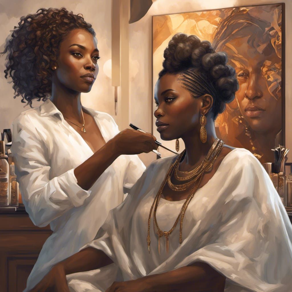 Elegant African Woman Portrait in Art Nouveau Style