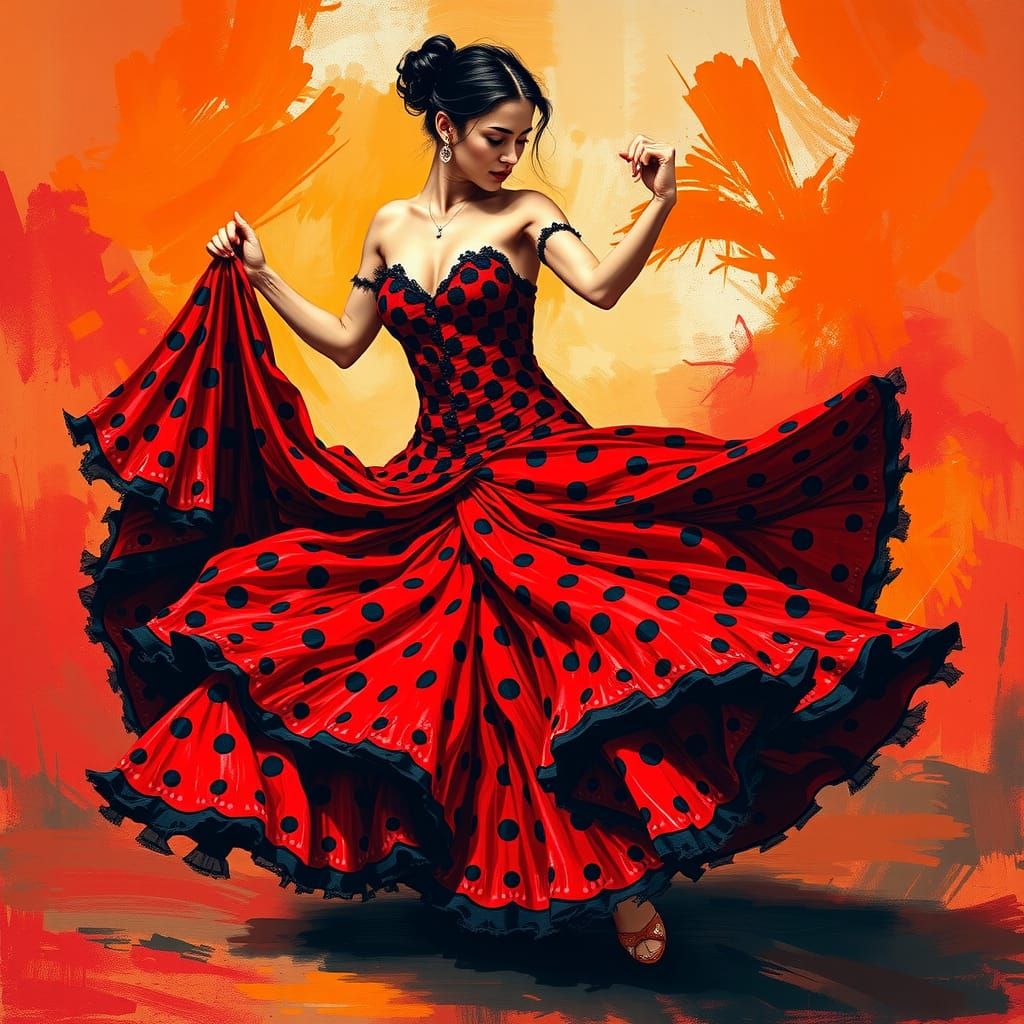 Flamenco Dancer in Motion: An Impressionist Painting