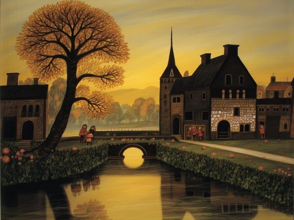 A Watermill in Whimsical Evening Light