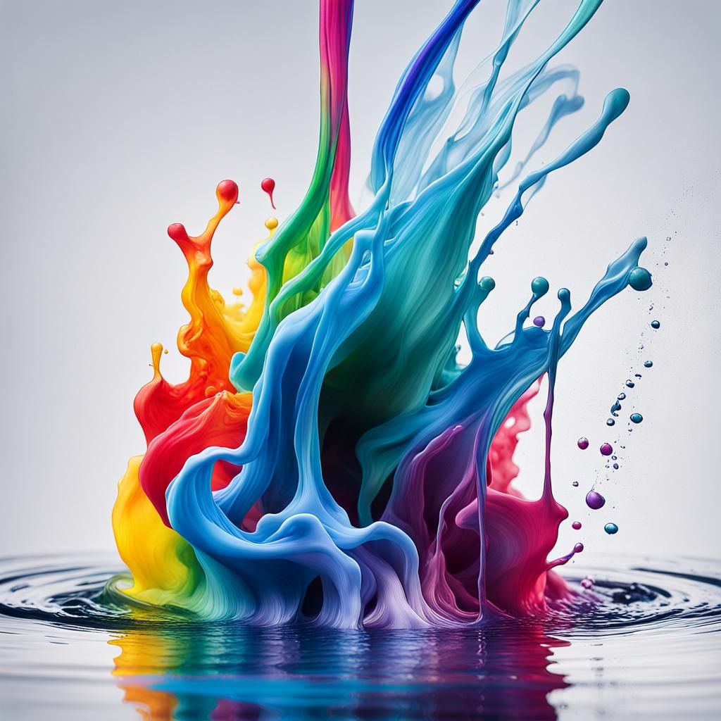 Rainbow Ink Drop Motion in Water: Detailed Matte Painting
