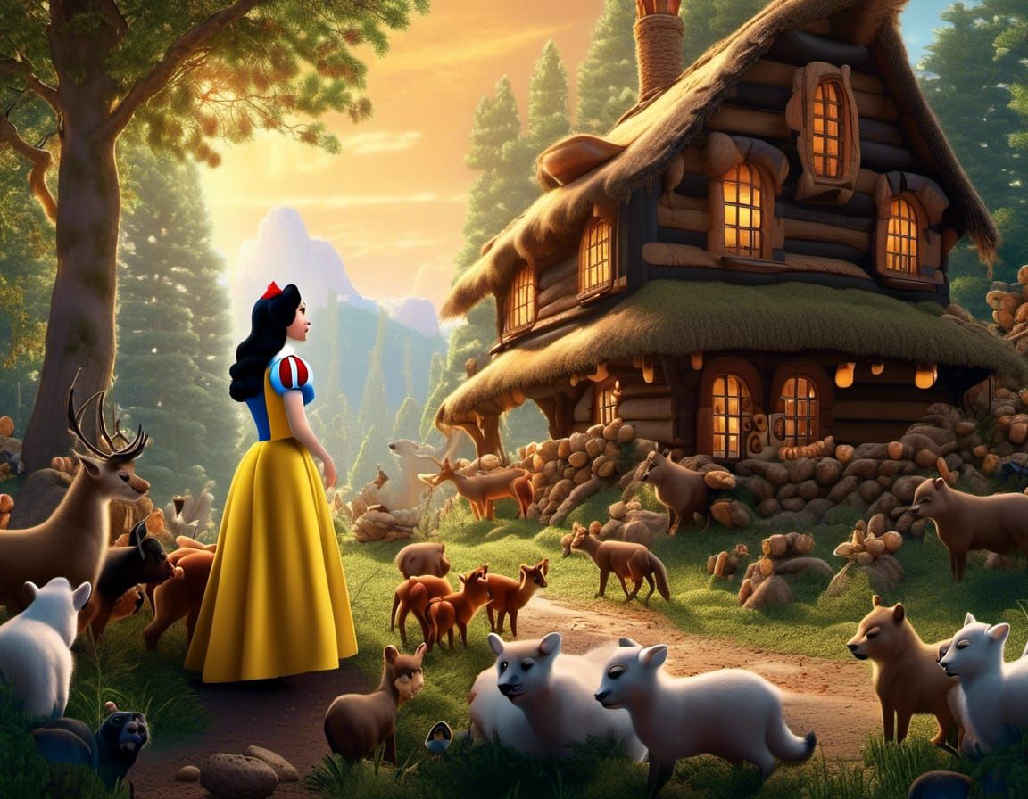Snow White's Forest Encounter in Disney Style