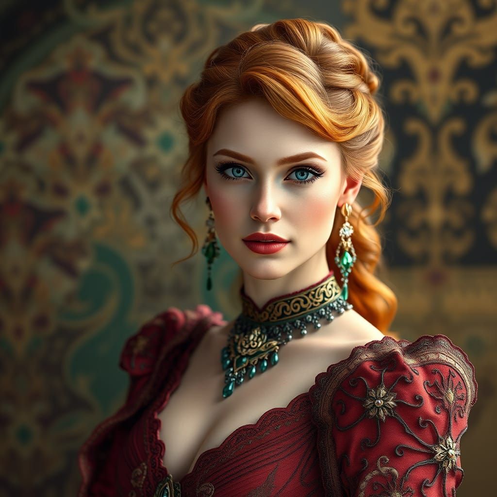 Goddess in Elegant Gown with Vibrant Colors and Dramatic Lig...