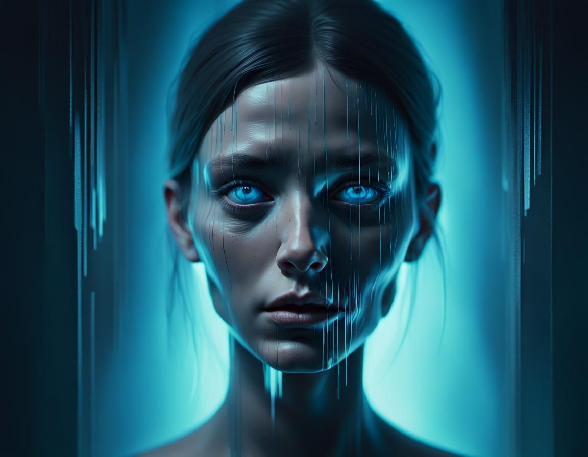 Haunting Digital Art Replica with Glitch Effects