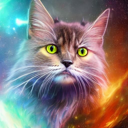 Majestic Galaxy Kitten with Floating Keys