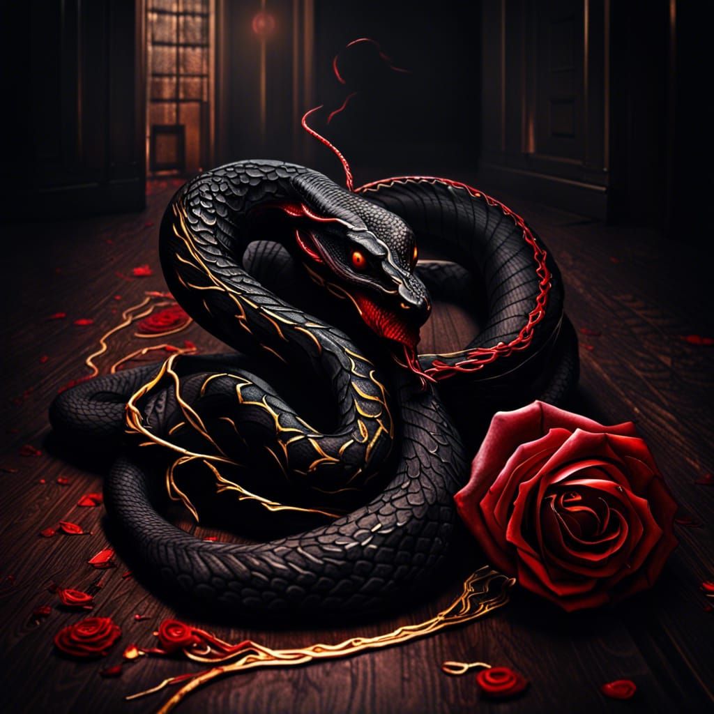 Serpent and Rose: A Hyperrealistic Still Life