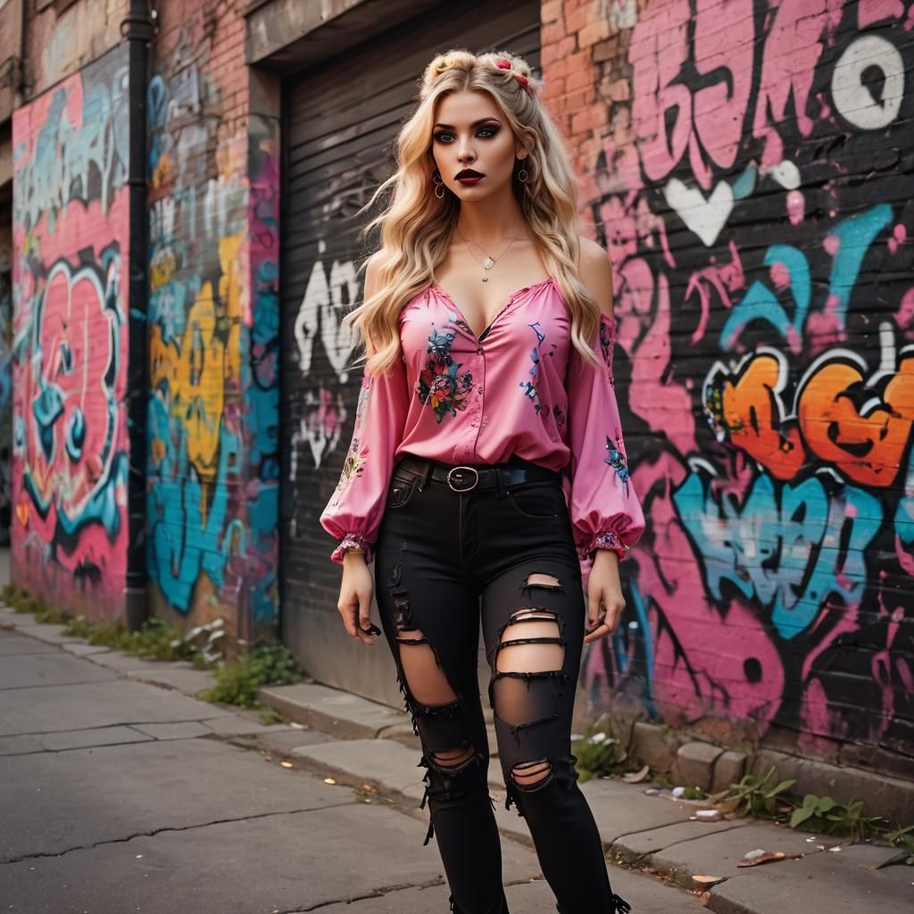 Charming Vampire Hippie in Graffiti Alley
