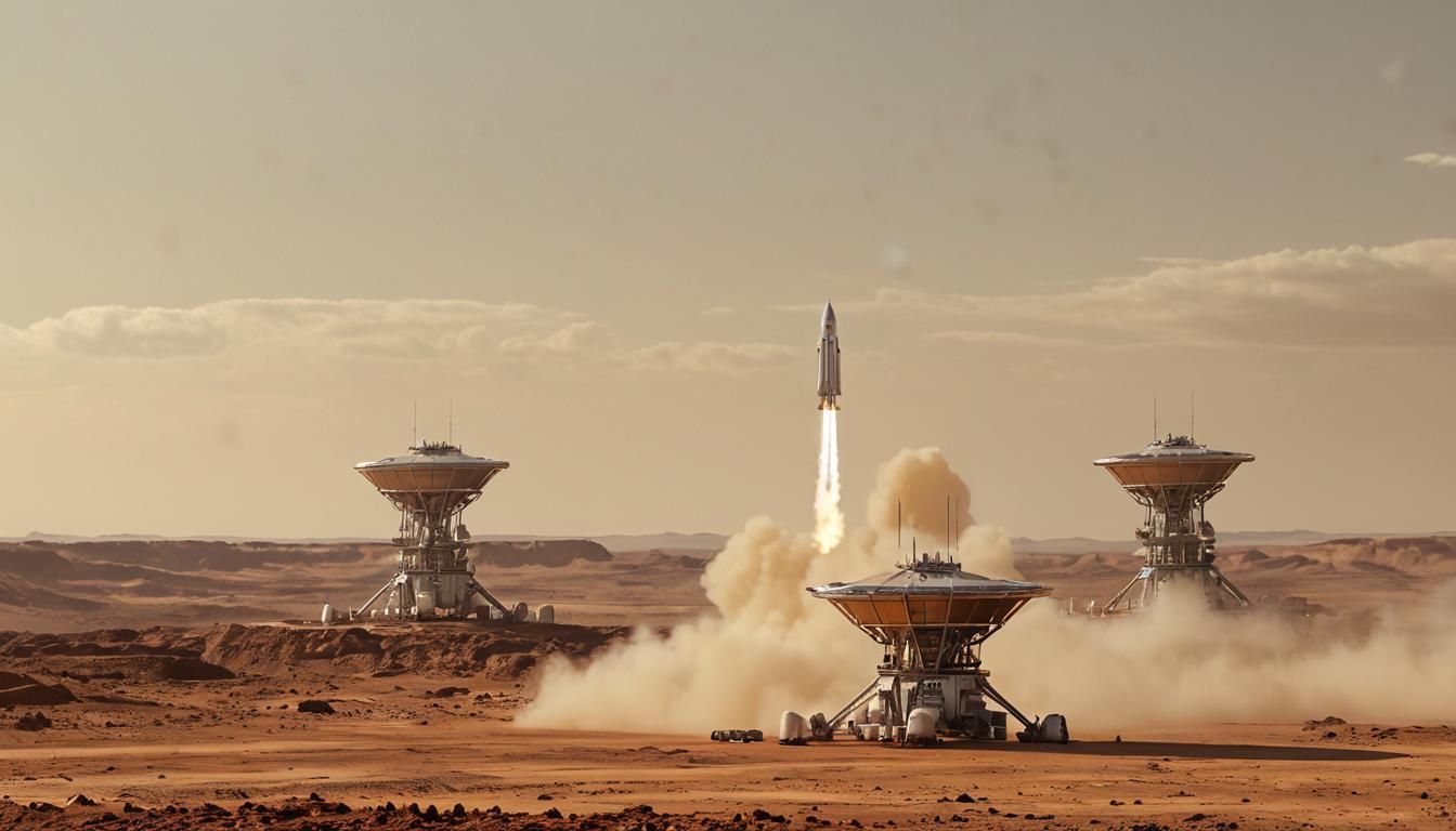 Starship Rocket Landing on Mars: Cinematic Still