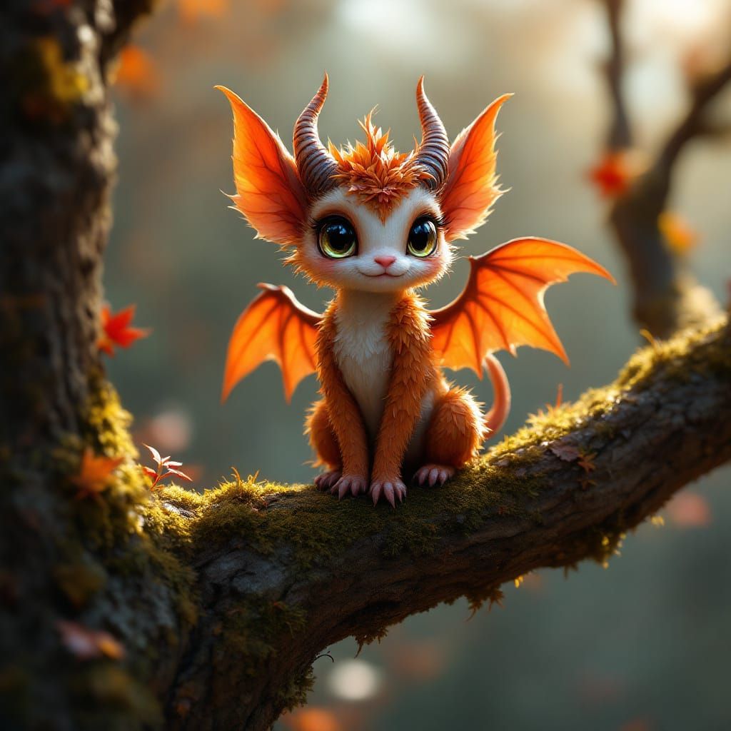 Adorable Fall Leaf Creature in Fantasy Art Style