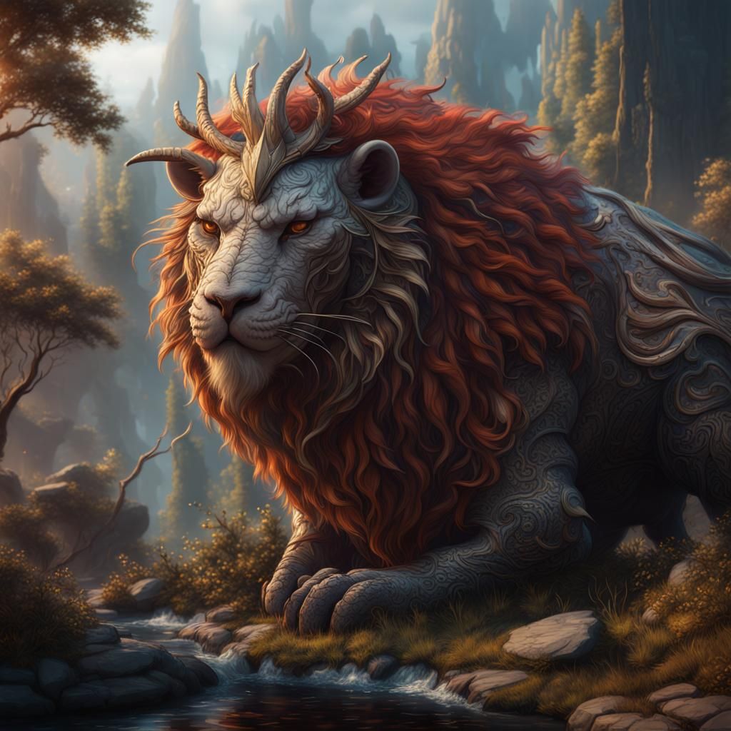 Fantastical Animal Matte Painting in Deep Color