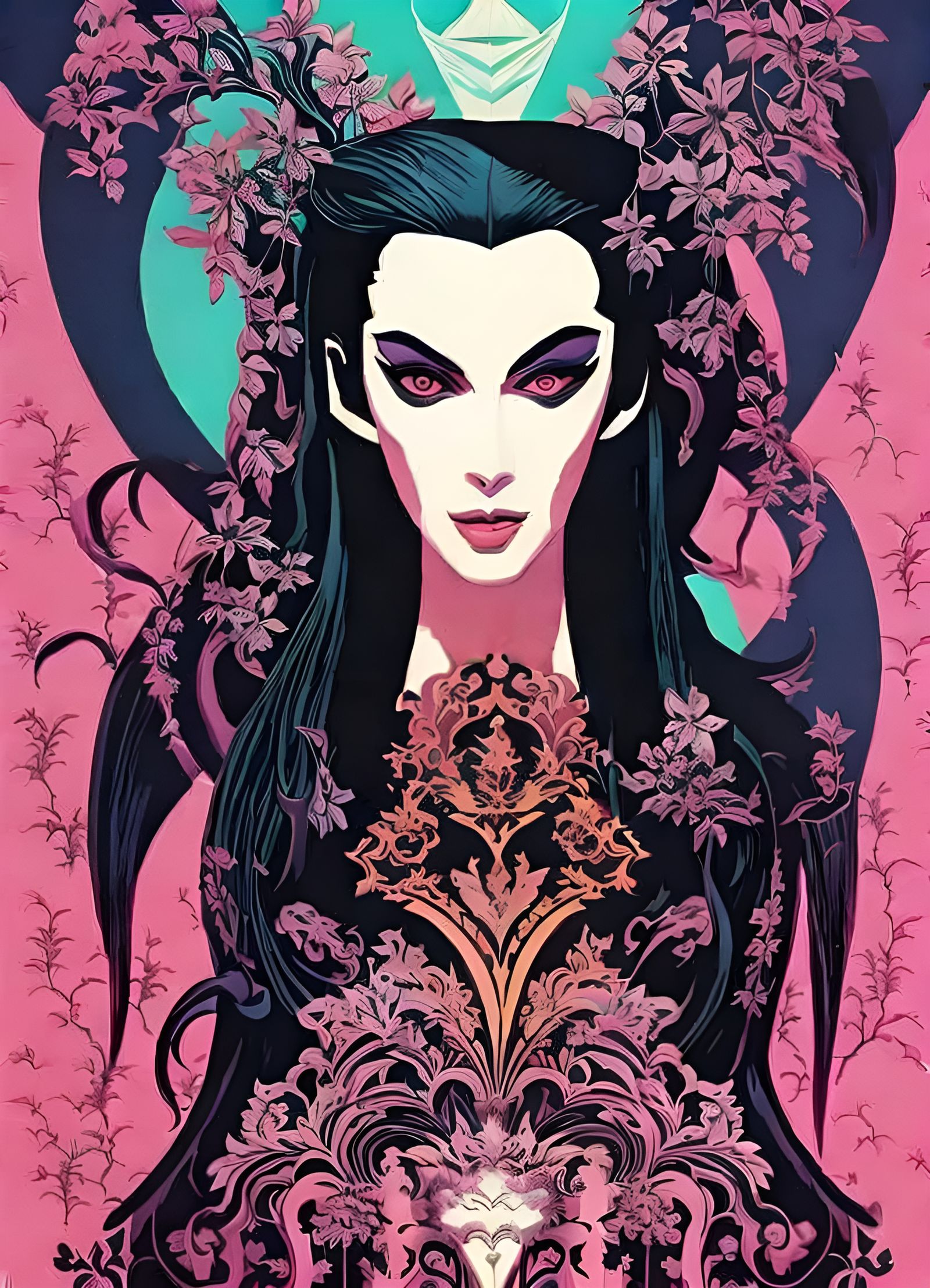 Punk Rock Vampiress in Vintage Poster Art Style