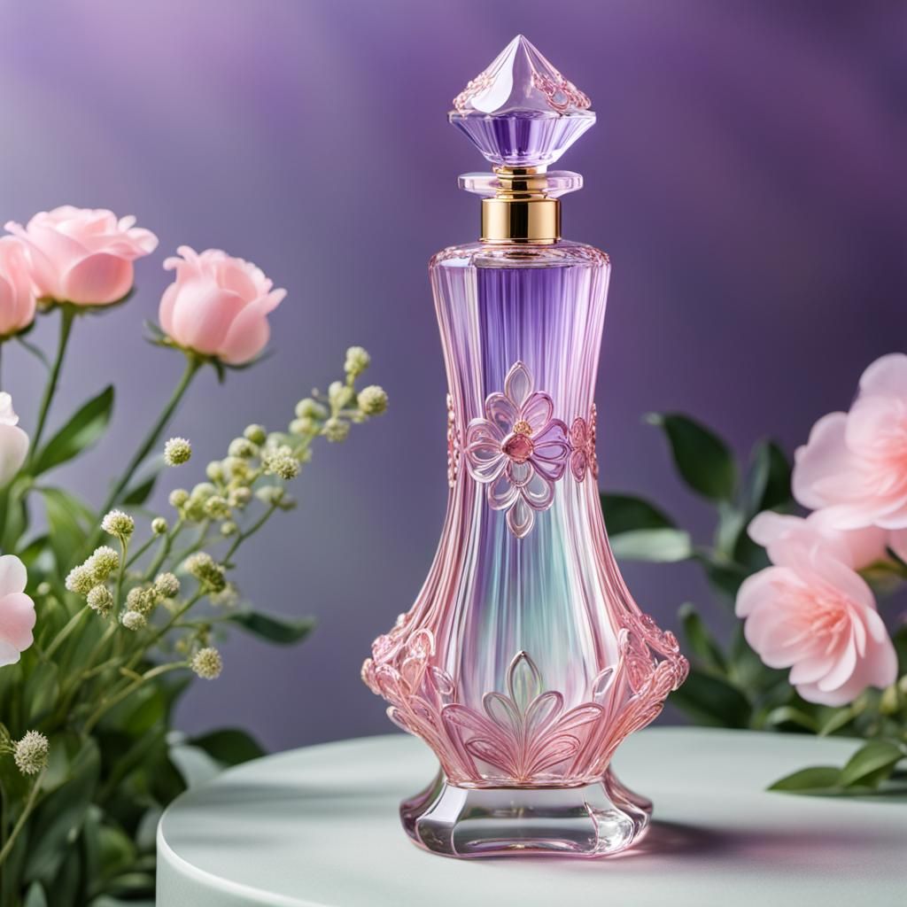 Ornate Glass Perfume Bottle on Pedestal