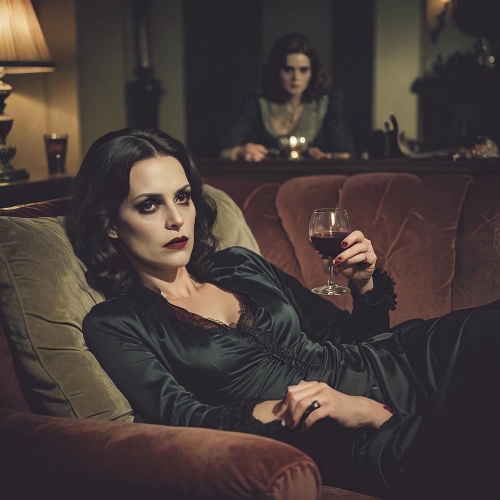 Dramatic Vampire Scene in Cinematic Film Style