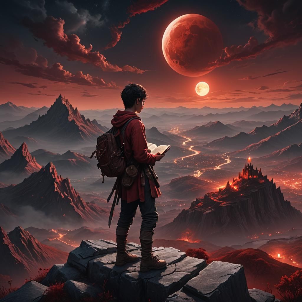 Boy Seeks Wisdom Under a Blood Moon