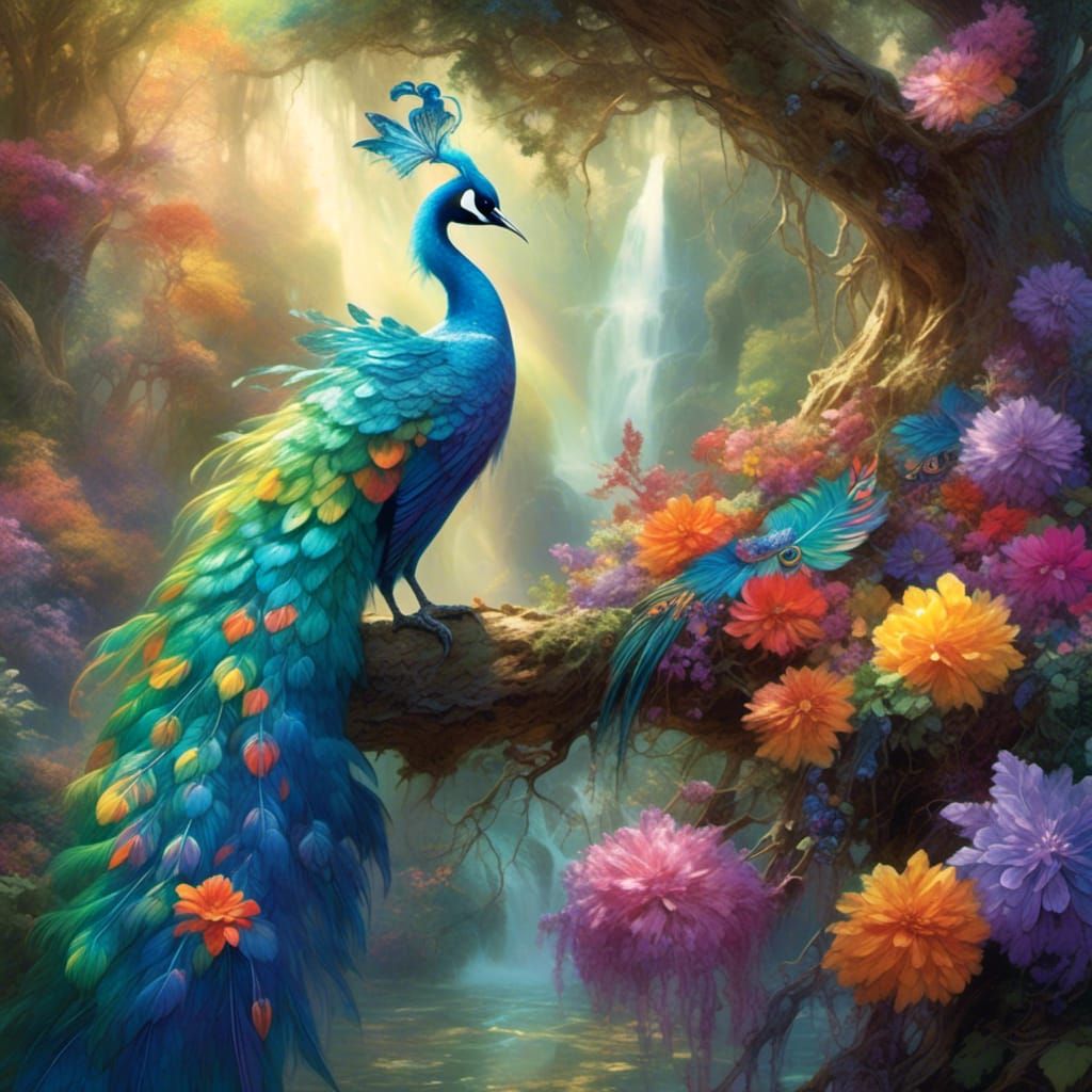 Iridescent Being in Crystalline Forest