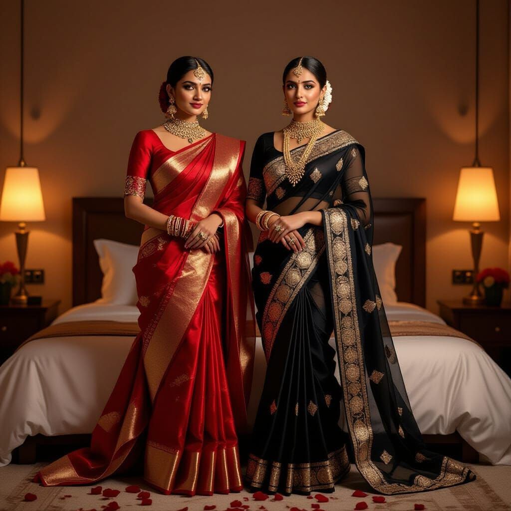 Indian Women in Sarees: Hyper-Realistic Digital Art